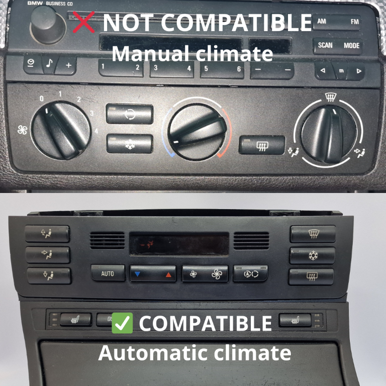 Compatibilidad clima automático BMW Serie 3 E46 no válido para manual